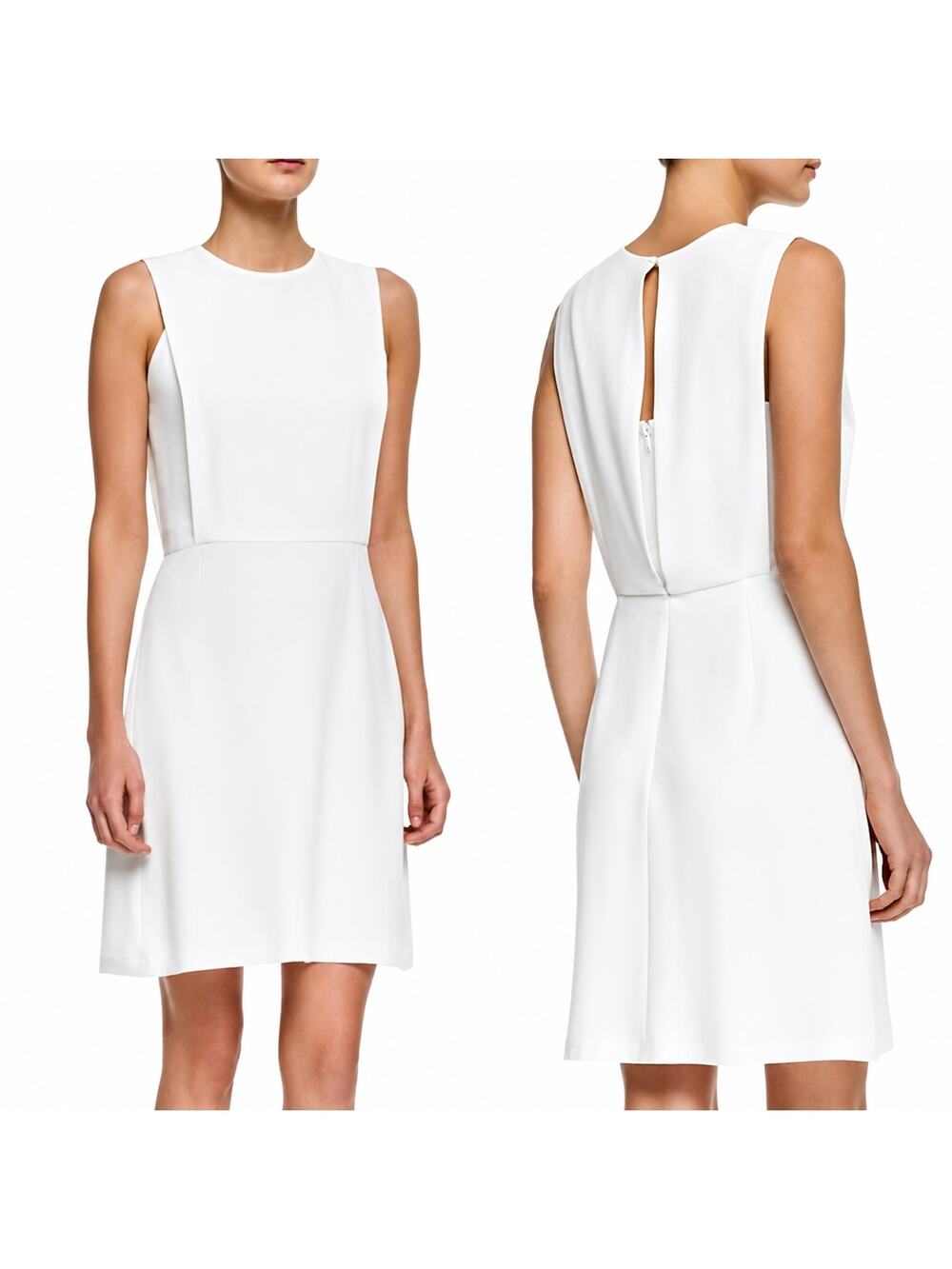 Theory Dress Rimlan Layered Keyhole Back Sleeveless Off White Size 6